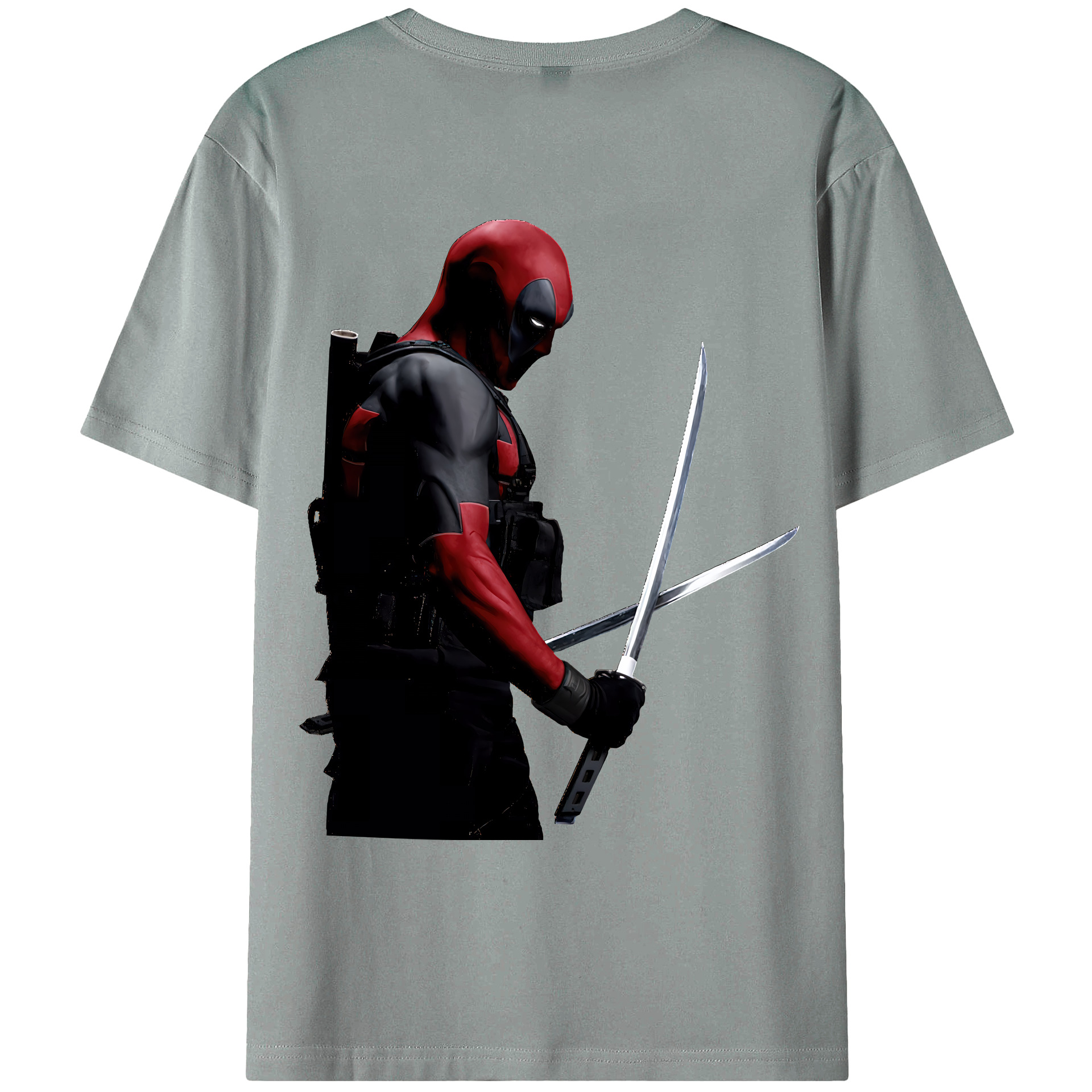 （画像用） Deadpool デッドプール 綿100％ メンズ半袖Tシャツ（バックプリント） 通気性